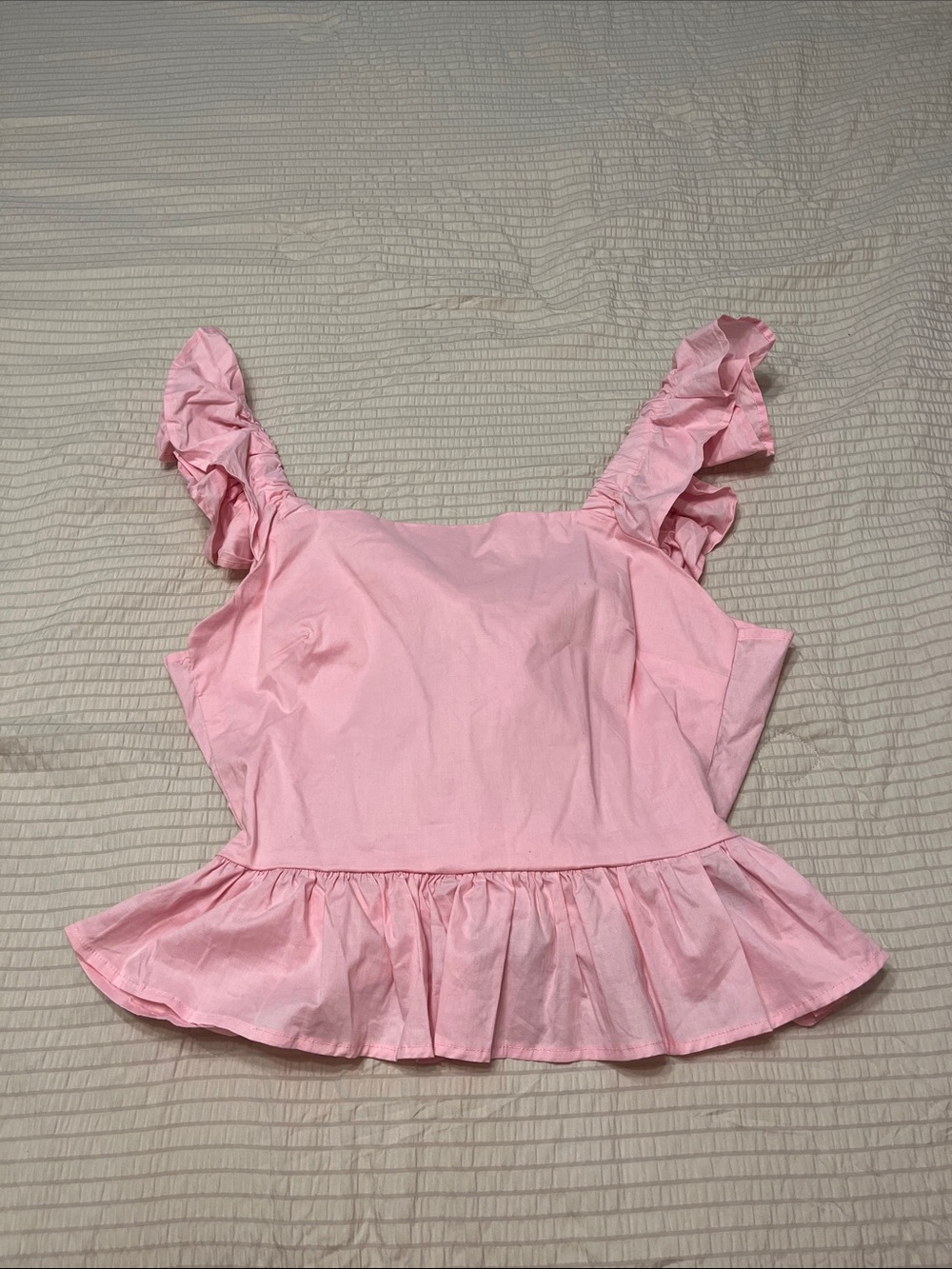 Ruffled Strap Pink Peplum Camisole